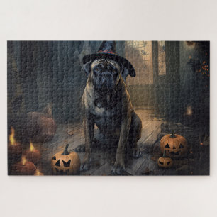 Puzzle Citrouilles Bullmastiff Halloween Épouvantables