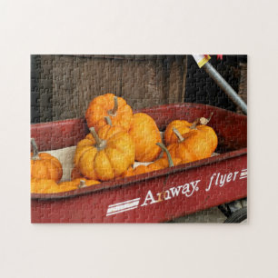 Puzzle Citrouilles D'Automne Dans Le Vieux Wagon Rouge