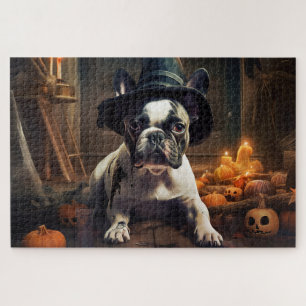 Puzzle Citrouilles d'Halloween effrayantes de Bouledogue 