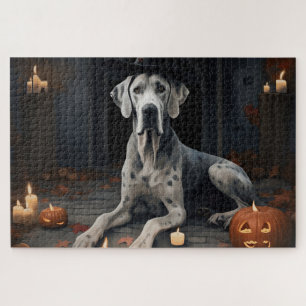 Puzzle Citrouilles Great Dane Halloween Épouvantable Flip
