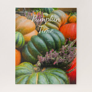 Puzzle Citrouilles verts et oranges avec fleurs