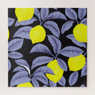 Puzzle Citrus de citron, design vintage botanique.