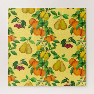 Puzzle Citrus, poire, cerise : aquarelle.