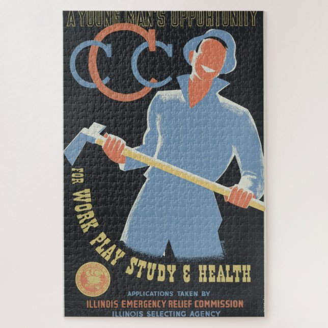 Puzzle Civilian Conservation Corp : Work Play Study Healt (Vertical)