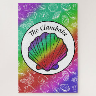 Puzzle Clambake Rainbow Clam Shellfish Pattern 20" x 30"