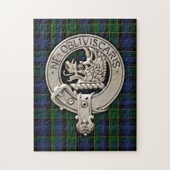 Puzzle Clan Campbell Crest et Breadalbane Tartan (Vertical)