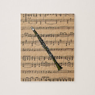 Puzzle Clarinet Avec Arrière - plan Partition