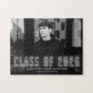 Puzzle Classe de Neon blanc moderne de 2025 Graduation Ph