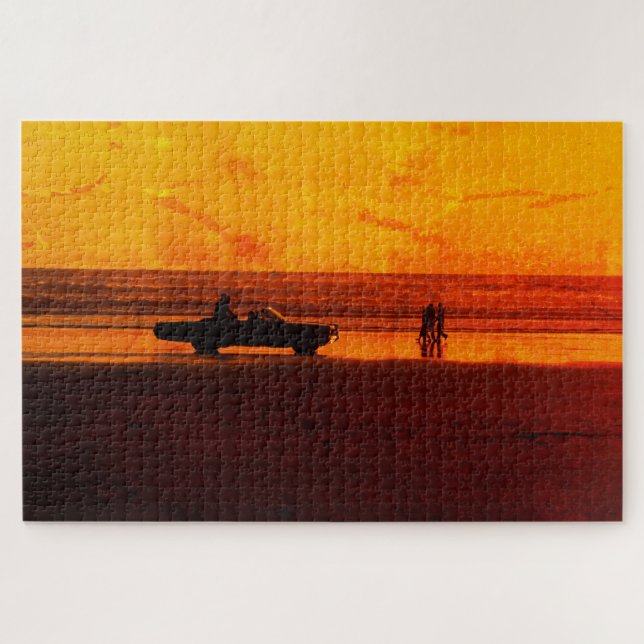 Puzzle Classic Car Beach Sunset (Horizontal)