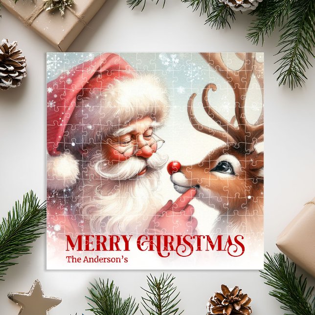 Puzzle Classic Santa and Rudolph Custom Kids Holiday Gift (Classic Santa and Rudolph Custom Kids Holiday Puzzle)