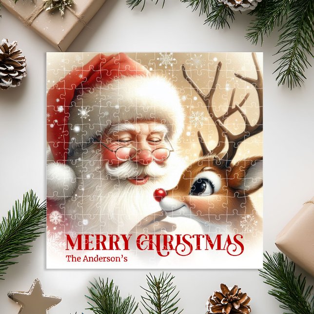 Puzzle Classic Santa Rudolph Personalized Christmas Kids  (Classic Santa Rudolph Personalized Christmas Kids Gift Puzzle

)
