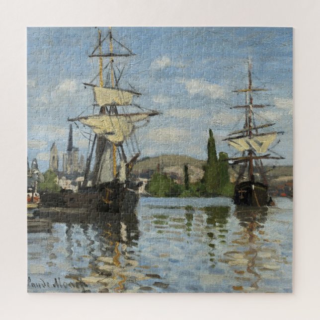 Puzzle Claude Monet Ships on the Seine River Travel Art (Vertical)