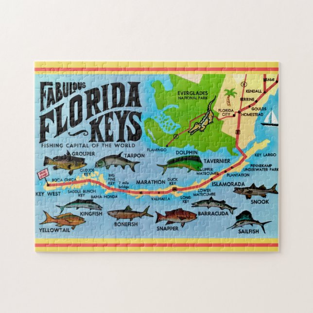 Puzzle Clés de Floride 11x14 Poisson (Horizontal)