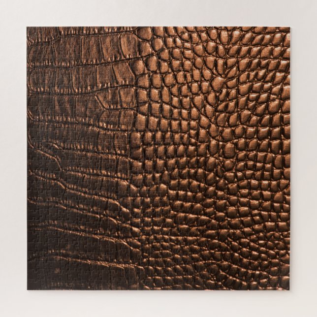 Puzzle Closeup : crocodile texture cuir. (Vertical)