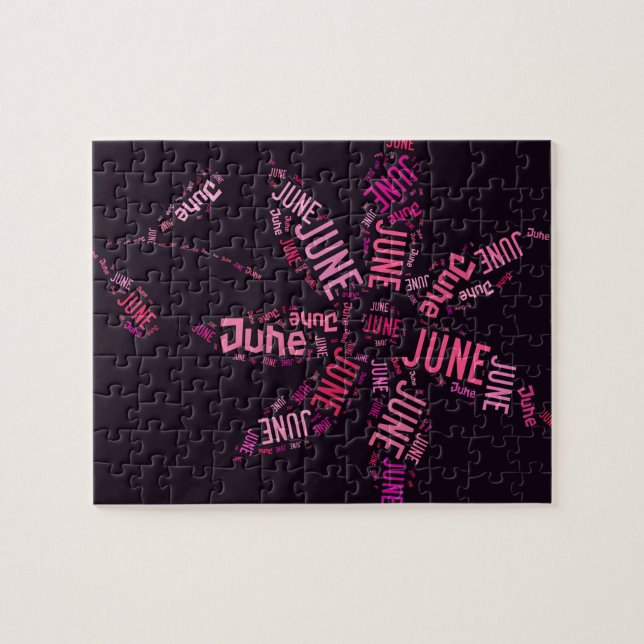 Puzzle Cloud de mot rose Juin Flower Text (Horizontal)