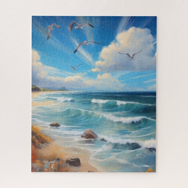 Puzzle Coastal Flight Shoreline Seagulls (Vertical)