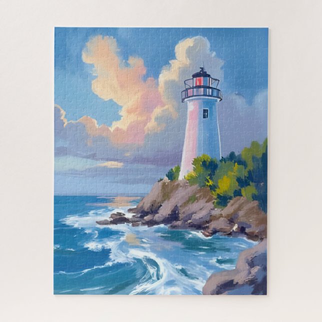 Puzzle Coastal Lighthouse | Blue Ocean Waves Sea (Vertical)
