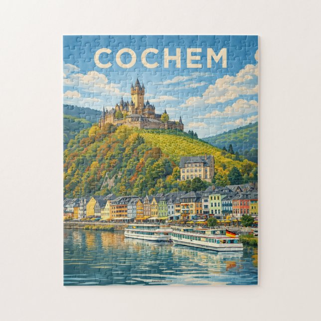 Puzzle Cochem Allemagne Art de voyage vintage (Vertical)