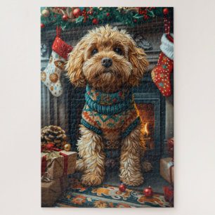 Puzzle Cockapoo Chien Avec Cheminée Cadeaux De Noël