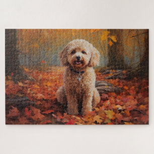 Puzzle Cockapou dans les feuilles d'automne automne autom