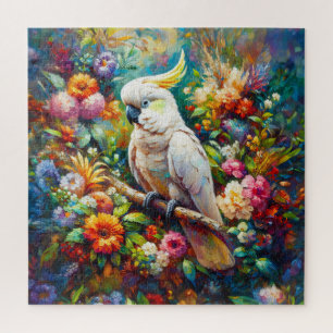 Puzzle Cockatoo aux fleurs colorées