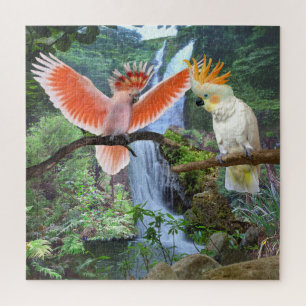 PUZZLE COCKATOO PARROTS IN  PARADISE