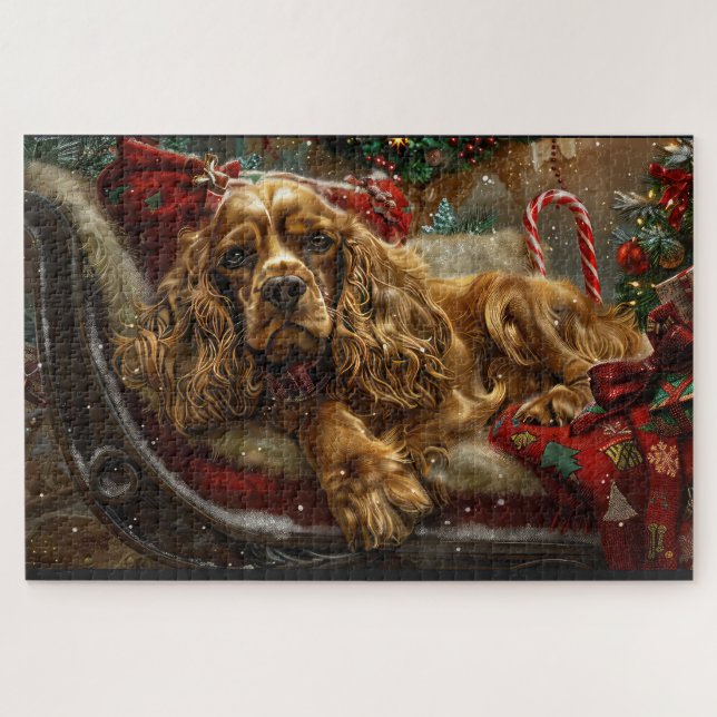 Puzzle Cocker Spaniel Chien Festif de Noël (Horizontal)