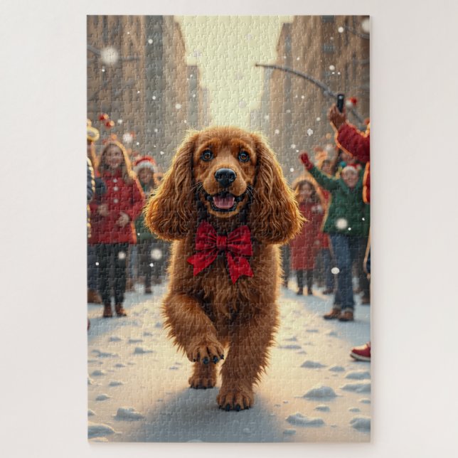 Puzzle Cocker Spaniel Christmas Parade Holiday Painting (Vertical)