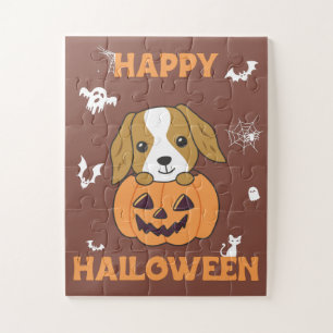Puzzle Cocker Spaniel Citrouille Chiens mignons Joyeux Ha