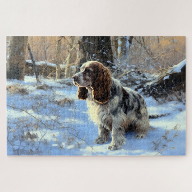 Puzzle Cocker Spaniel Laisser Neige Noël (Horizontal)