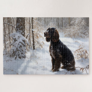 Puzzle Cocker Spaniel Laissez tomber la neige Noël