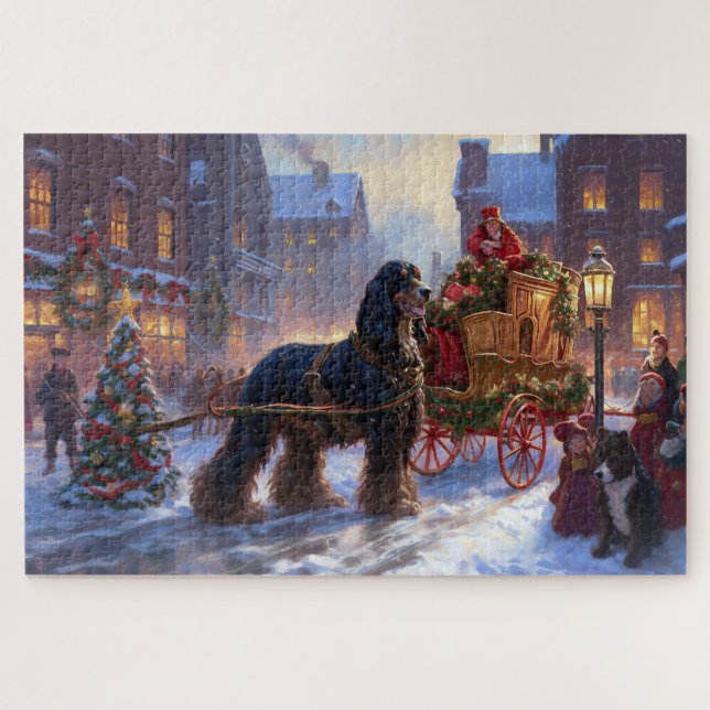 Puzzle Cocker Spaniel Noël Saison Festive (Horizontal)