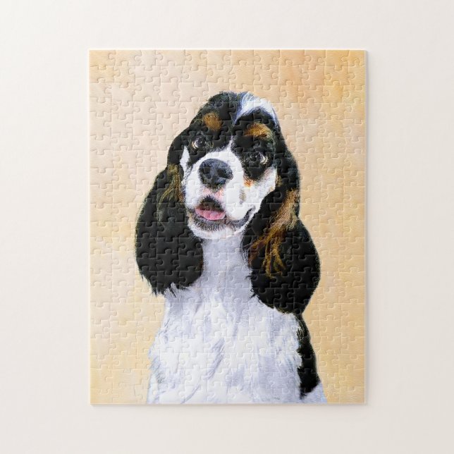 Puzzle Cocker Spaniel (Parti) Peinture - Art original de  (Vertical)