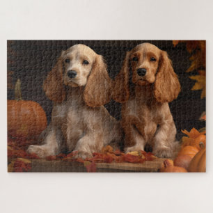 Puzzle Cocker Spaniel Puppy Automne Citrouille de plaisir