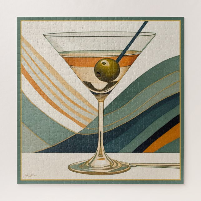 Puzzle Cocktail Martini Conception du milieu du siècle (Vertical)