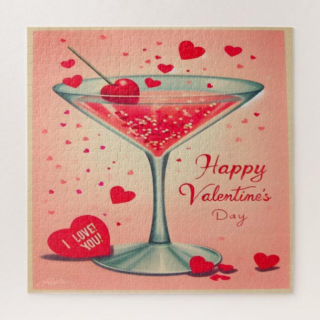 Puzzle Cocktail Valentine Martini du milieu du siècle (Vertical)