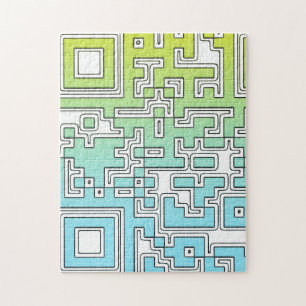Puzzle Code QR - Aqua Jaune