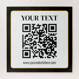 Puzzle Code QR d'entreprise avec texte haut et bas, noir