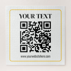 Puzzle Code QR éditable & Texte avec bordure jaune doré
