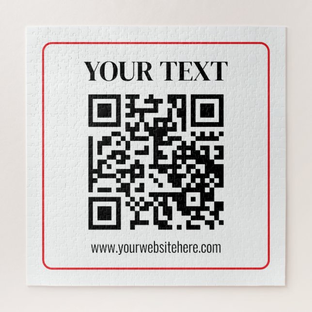 Puzzle Code QR simple noir et blanc avec bordure rouge (Vertical)