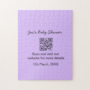Puzzle Code QR simple pour baby shower violet avec texte 