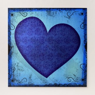 Puzzle Cœur bleu Paisley Grunge