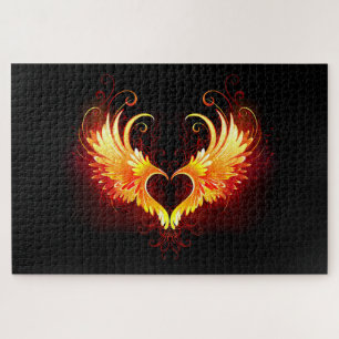 Puzzle Cœur d'ange de feu avec des ailes