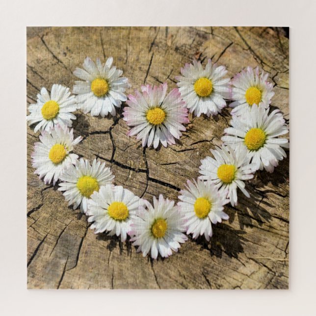Puzzle Coeur de marguerite - Amour - Personnalisab (Vertical)