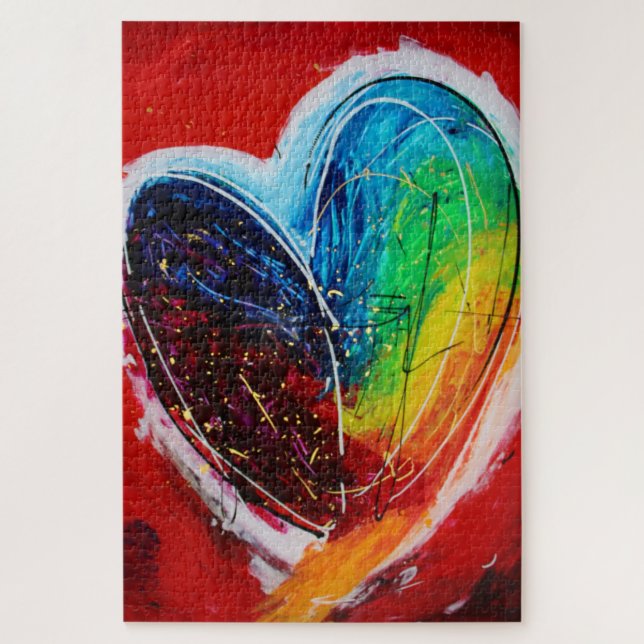 Puzzle coeur, L'amour en couleur (Vertical)