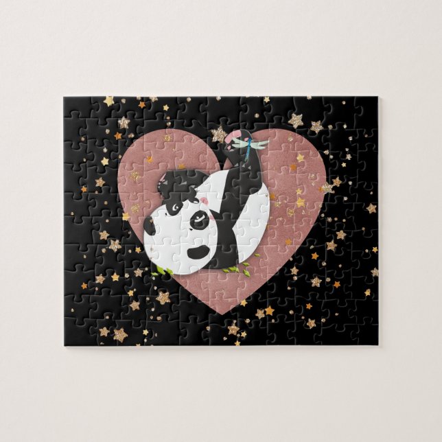 Puzzle Coeur mignon d'ours panda pour des amoureux des (Horizontal)