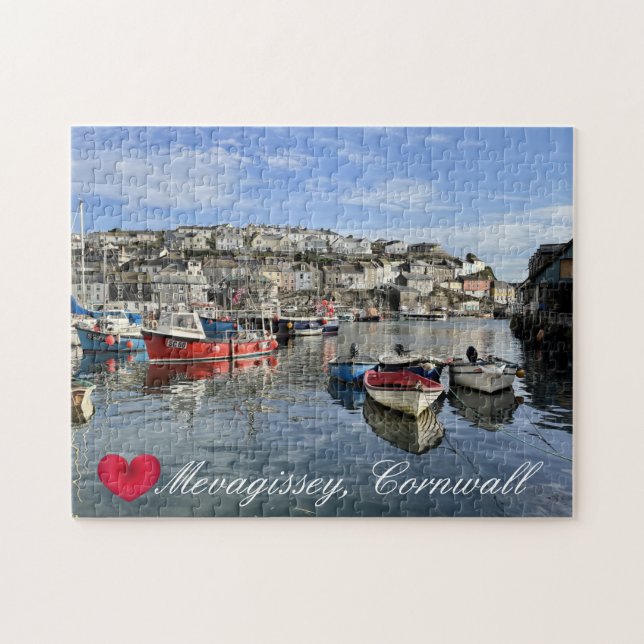 Puzzle Coeur personnalisé Mevagissey Poisson Atterrissage (Horizontal)