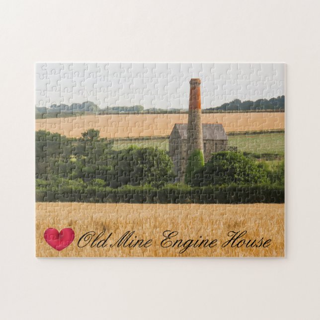 Puzzle Coeur personnalisé Vieux Moteur de mine Maison Cor (Horizontal)