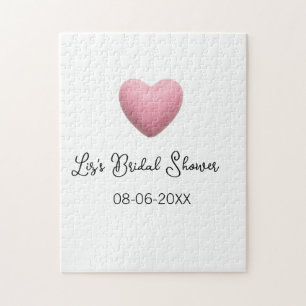 Puzzle Cœur rose pastel rétro date de baby shower bohème 