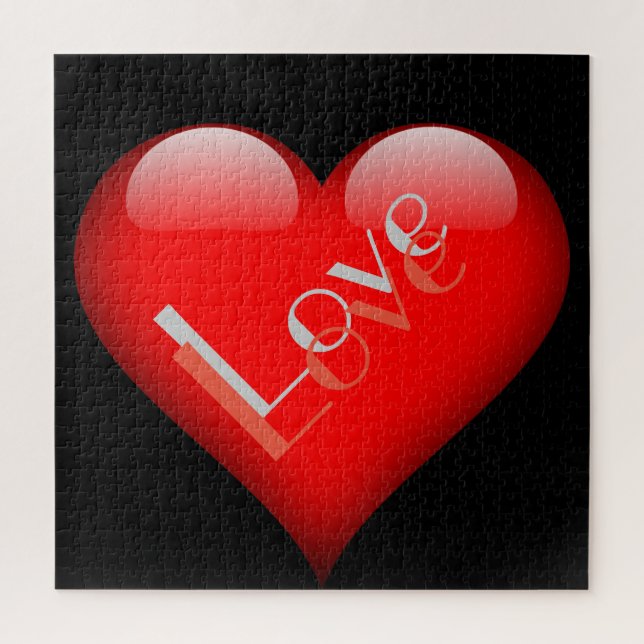 Puzzle Cœur Rouge Attrayant Amour Parisien Mariage (Vertical)